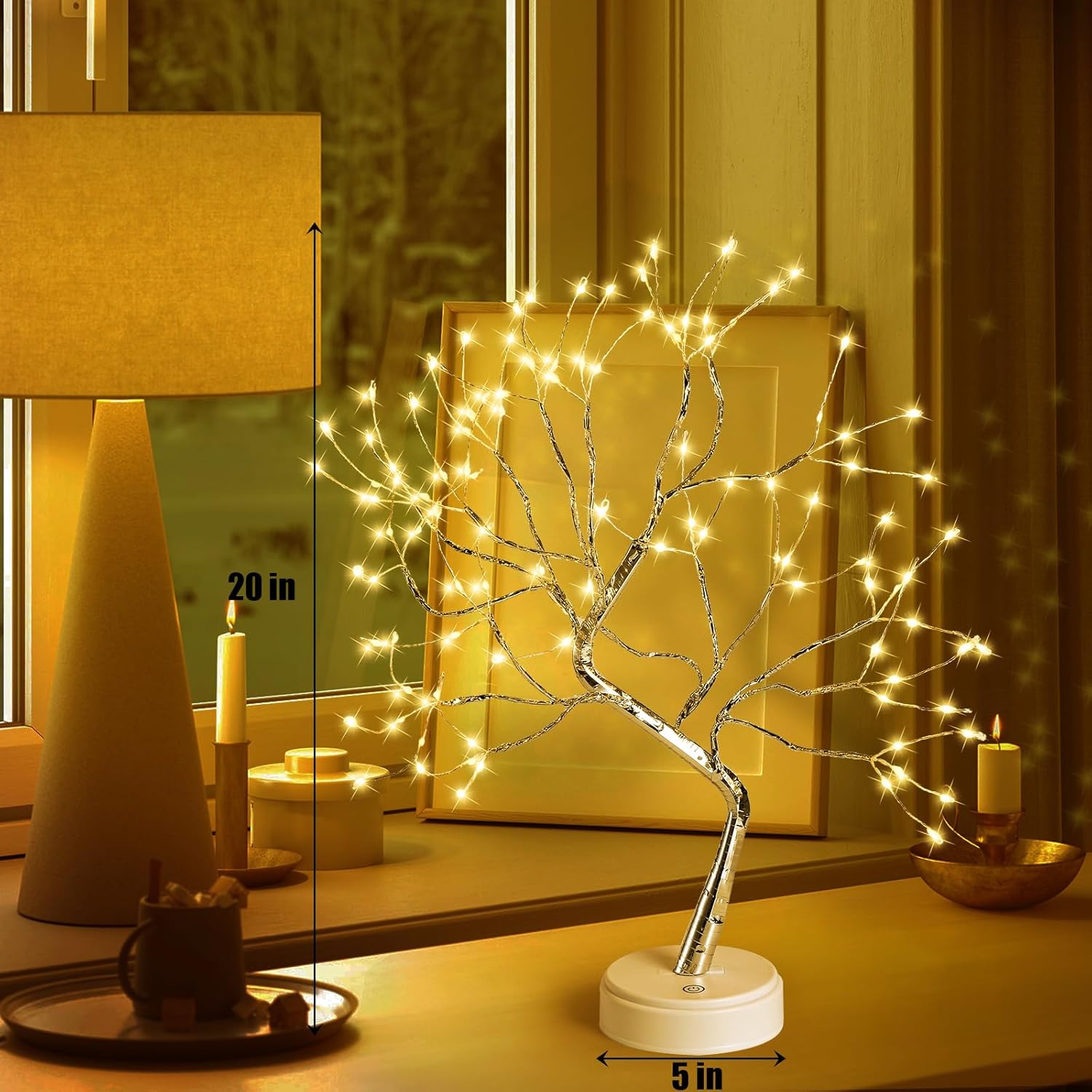 108 Led Twinkle Decorative Lamp, Usb/Battery Powered Touch Switch Fairy Lights Twinkling Bedroom Decor Lamp With Warm Light Color,  Aesthetic Room Decor,Adjustable Tree Branches Lights