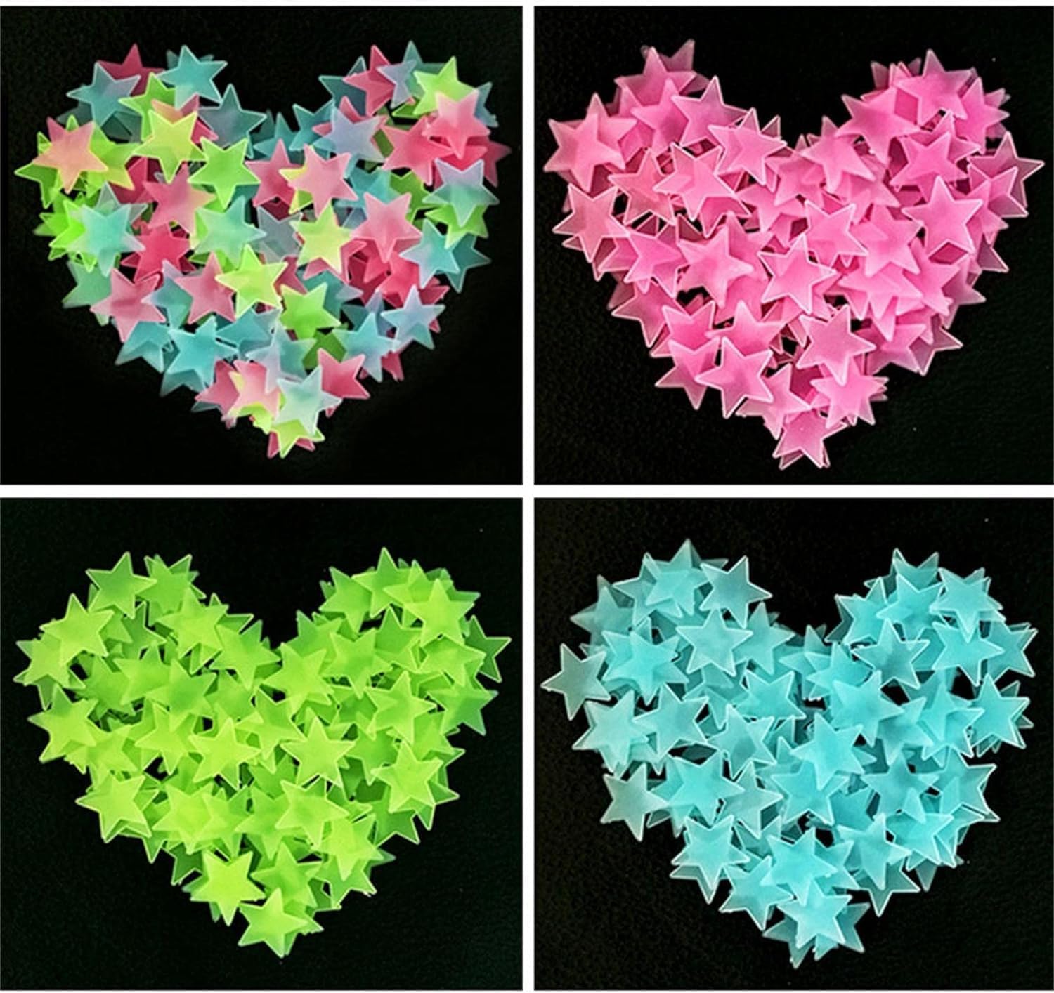 100pcs Sticky 3d Luminous Star Wall Sticker, Glow Stars Sticker Decals,Kids Bedroom Decor Or Party Birthday Gift (Small Star Stickers Multicolor)