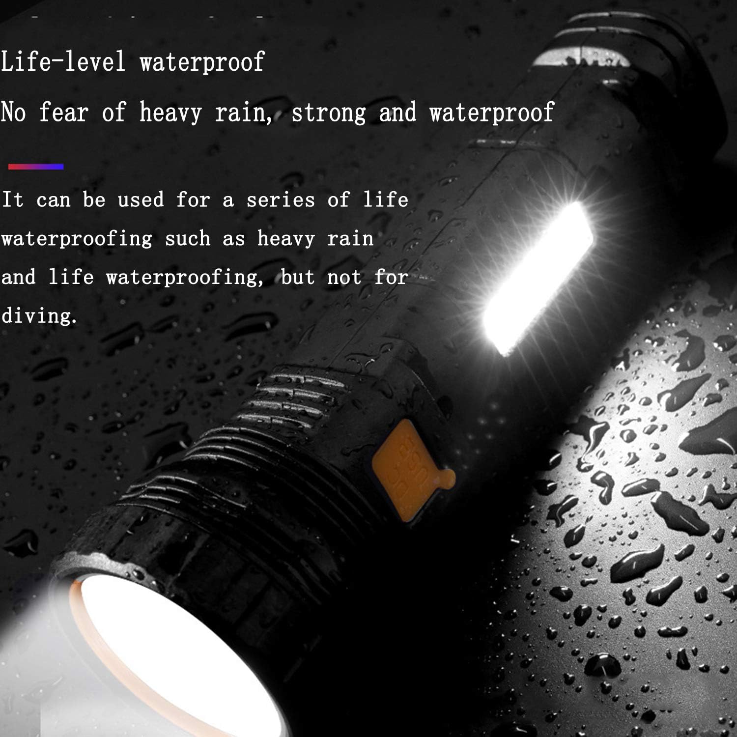 Solar/Rechargeable Multifunctional 1000 Lumen LED Flashlight with Emergency Strobe Light and 800 mAh Battery, Emergency Power Supply & USB Charging Cable, Fast Charging (1 Piece)