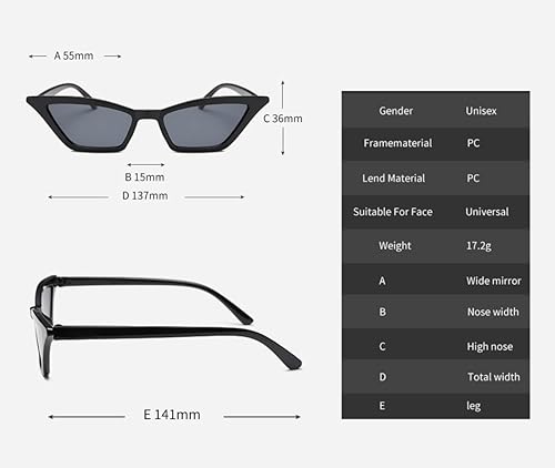 Small Cat-Eye Sunglasses Men'S And Women'S Skinny Vintage Frames Y2k Shades Fashion Fun Fashion Glasses