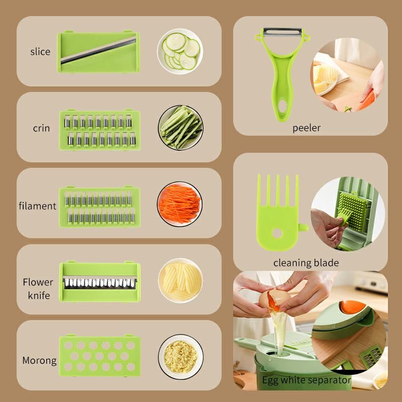 Vegetable Chopper Multi-Functional Stainless Steel Vegetable Fruit Cutter 13 in 1professional food Choppermultifunctional Vegetable Chopper and Slicer Household Kitchen Dicer Slicing Shredding