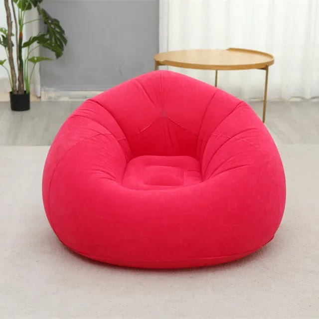 Large Lazy Inflatable Sofa Seat / Inflatable Bean Bag with Free Manual Pump — 110×110×85cm (Blue & Red)