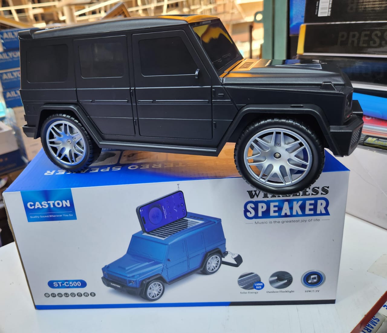ST-C500 Portable Car-Style Wireless Bluetooth Speaker with Solar Charging & Rechargeable Battery