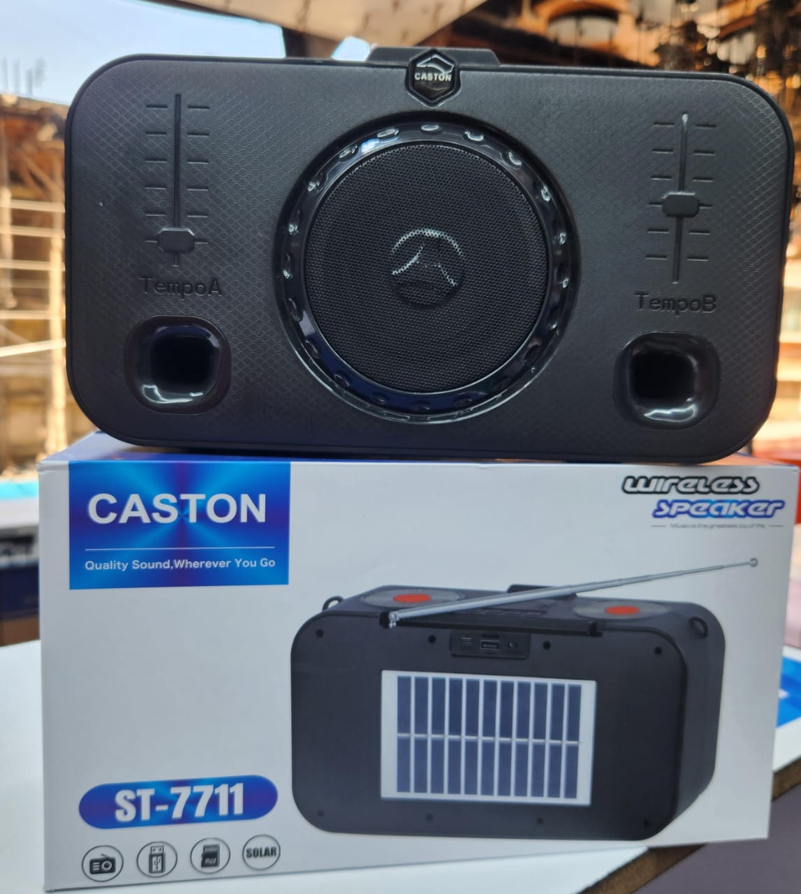 Caston ST-7711 Wireless Bluetooth Speaker with Solar Charging, TWS, LED Display & FM Radio