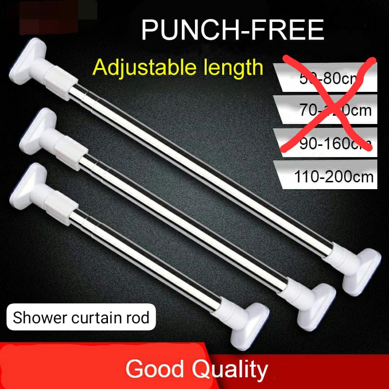Adjustable Punch free retractable multipurpose tension hanging rod...suitable for shower curtain,Adjustable clothes hanger....No hole needed...its punch free with the size of 110-200cm
