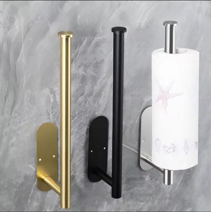 Self Adhesive stainless steel wall mount kitchen long paper towel holder....self adhesive under cabinet/tissue/towel holder...sticks by adhesive/screws