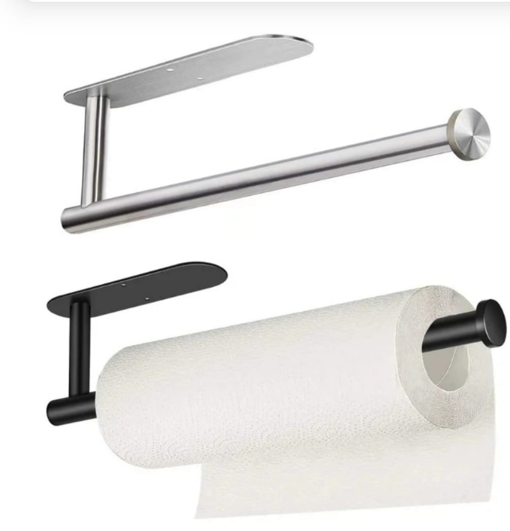 Long Paper Towel Holder – Self-Adhesive or Screw-Mounted Stainless Steel Under Cabinet Tissue & Towel Dispenser for Kitchen or Bathroom Wall Storage