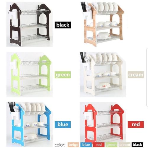 🟠Nunix 3 Tier Stainless Steel Plastic Drainer, Dish Rack💫👌 3 Tier Dish Rack offers much space for draining and drying after washing dishes, easy to clean and maintain Convenience