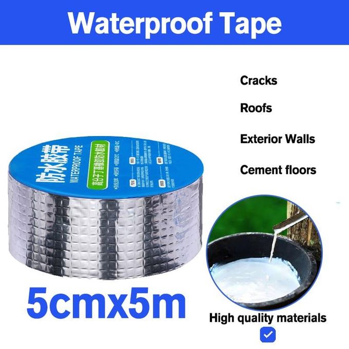 Butyl Tape Waterproof Sealing Tape Aluminum Foil Tape, for RV Repair, Window, Silicone, Glass & EDPM Roof Leak Patching, Boat and Pipe Sealing, Silver ( 5cm by 5meters)