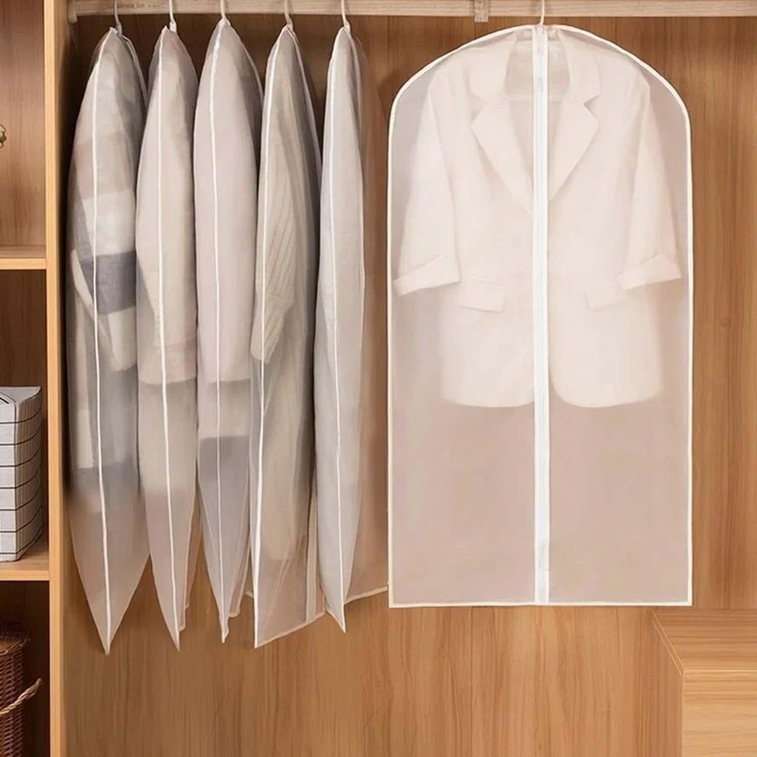 5 Pack Large Clear Garment Bags-Moth Proof Garment Bags,Garment Cover,Hanging, Dress Garment Bags Storage for Travel - 60 x 100cm