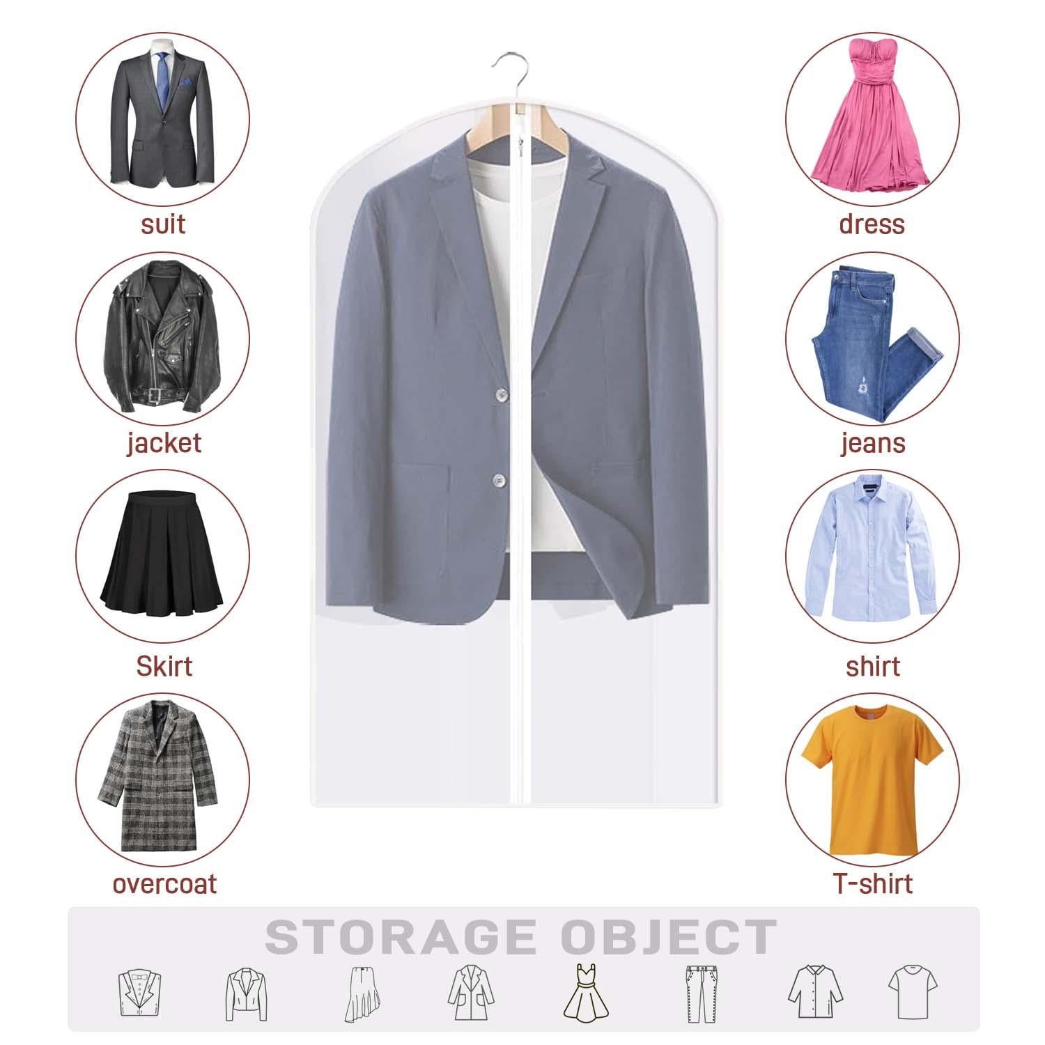 5 Pack Large Clear Garment Bags-Moth Proof Garment Bags,Garment Cover,Hanging, Dress Garment Bags Storage for Travel - 60 x 100cm