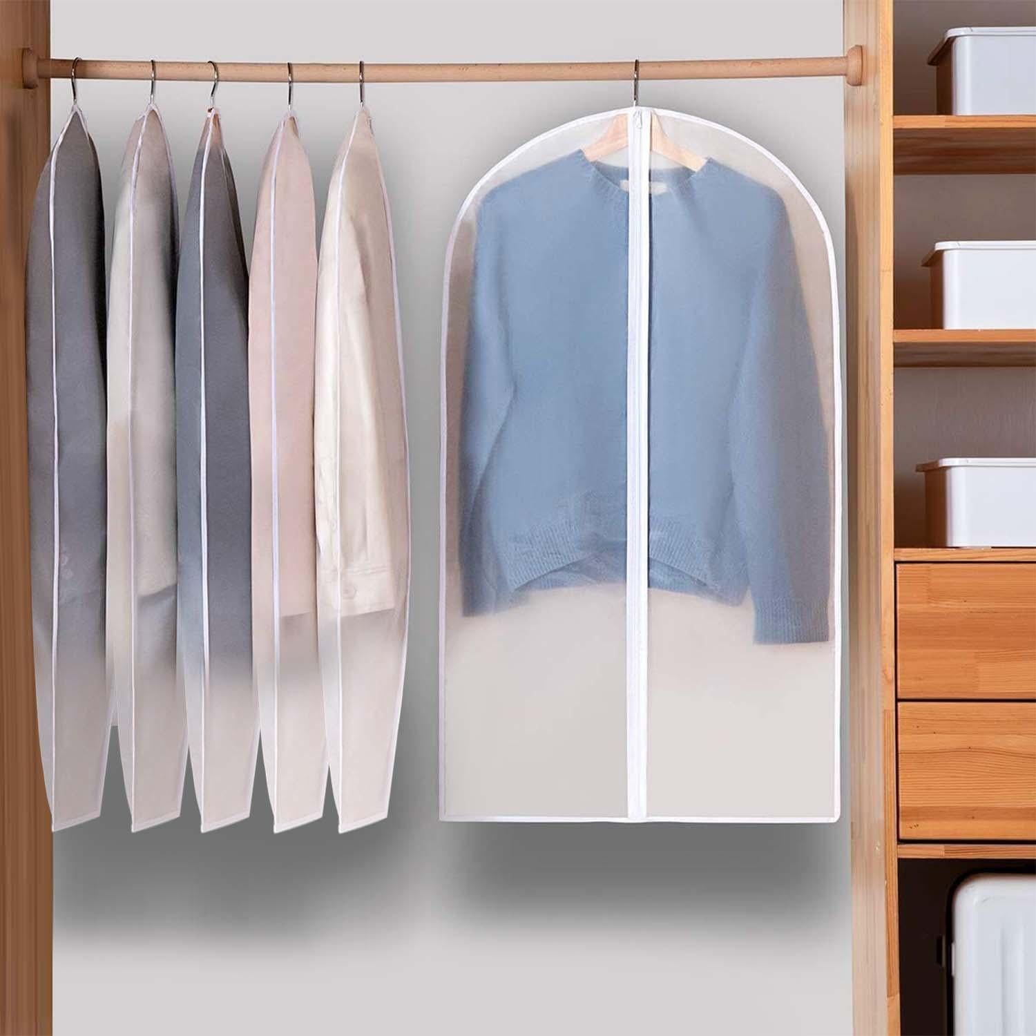 5 Pack Large Clear Garment Bags-Moth Proof Garment Bags,Garment Cover,Hanging, Dress Garment Bags Storage for Travel - 60 x 100cm