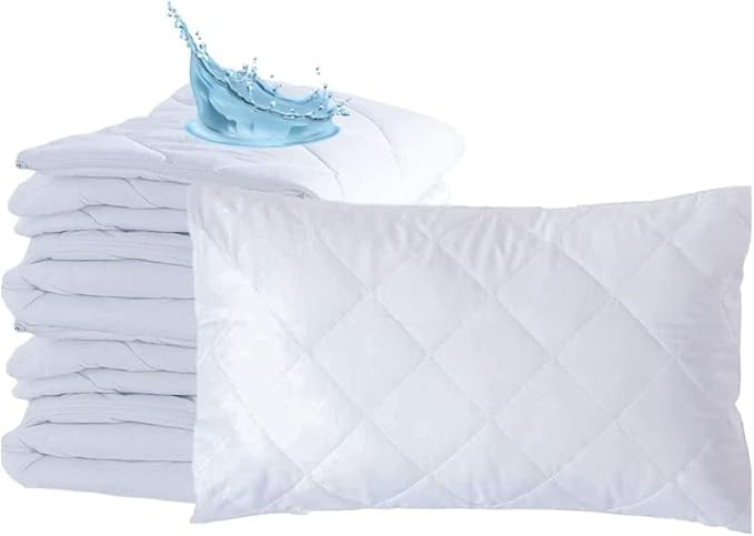 2 pieces Waterproof Quilted Pillow Protectors Breathable Noiseless Fade Resistant Cotton Bed Pillow Covers Set Pillowcase Size