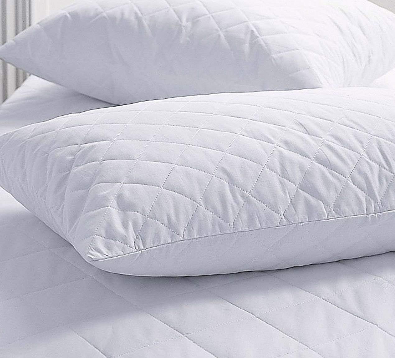 2 pieces Waterproof Quilted Pillow Protectors Breathable Noiseless Fade Resistant Cotton Bed Pillow Covers Set Pillowcase Size