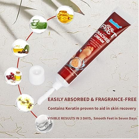 Cracked Heel Repair Cream, 20g Foot Moisturiser Cream for Dry Cracked Heels, Hard and Rough Skin on the Feet, Foot Care Heel Balm, Smoother Feet in 1 Night (Pack of 1)