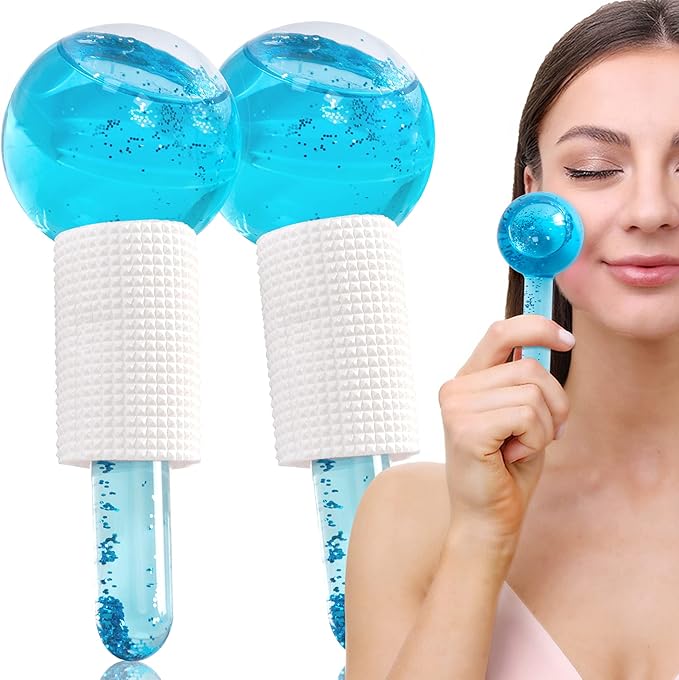 Facial Ice Globes, Pack of 2 Facial Globes for Massage Tools, Facial Roller Massagers for Cold Skin, Tighten the Skin, Reduce Swelling and Dark Circles, Improve Blood Circulation