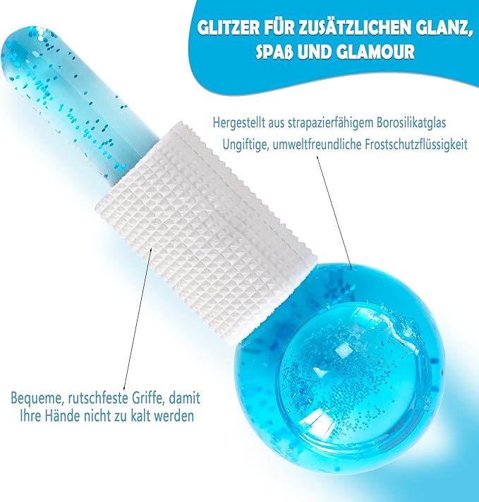 Facial Ice Globes, Pack of 2 Facial Globes for Massage Tools, Facial Roller Massagers for Cold Skin, Tighten the Skin, Reduce Swelling and Dark Circles, Improve Blood Circulation