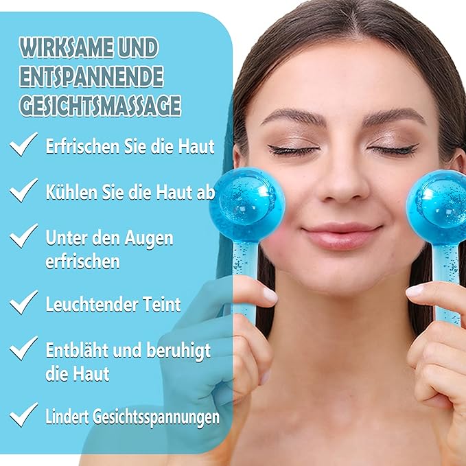 Facial Ice Globes, Pack of 2 Facial Globes for Massage Tools, Facial Roller Massagers for Cold Skin, Tighten the Skin, Reduce Swelling and Dark Circles, Improve Blood Circulation