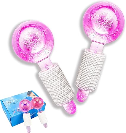 Facial Ice Globes, Pack of 2 Facial Globes for Massage Tools, Facial Roller Massagers for Cold Skin, Tighten the Skin, Reduce Swelling and Dark Circles, Improve Blood Circulation