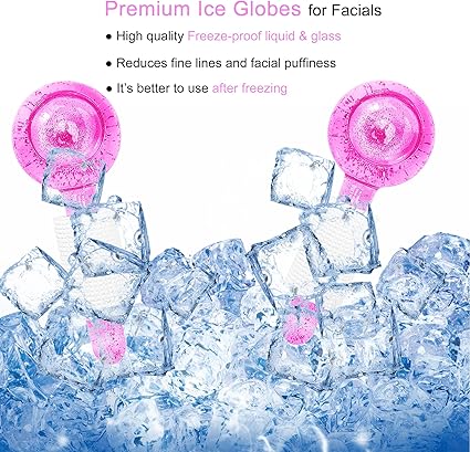 Facial Ice Globes, Pack of 2 Facial Globes for Massage Tools, Facial Roller Massagers for Cold Skin, Tighten the Skin, Reduce Swelling and Dark Circles, Improve Blood Circulation