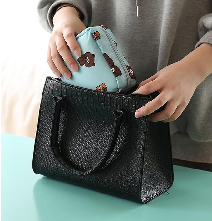 3Pc Small Pouch for Women Girls Handbag Sanitary Napkin Storage Bag Menstrual Pad Bag, Charger, Cable, Earphone Organiser Bag for Handbag/Purse