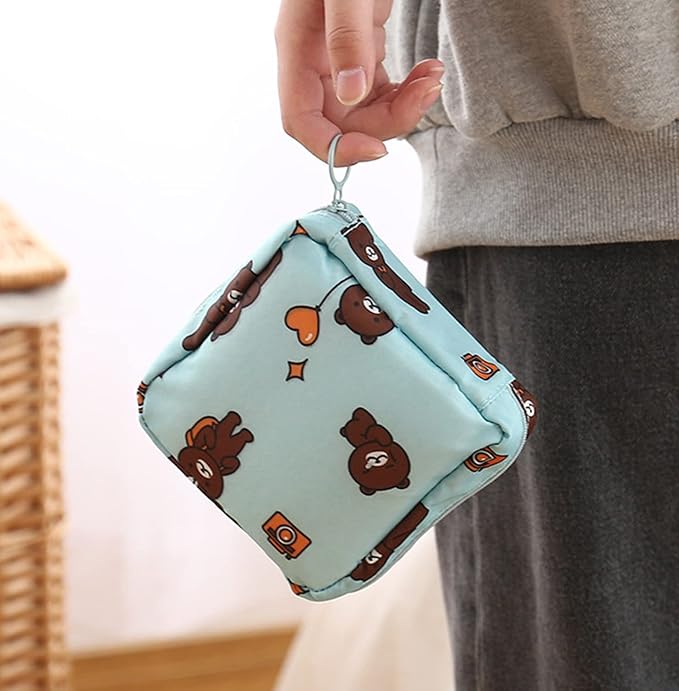 3Pc Small Pouch for Women Girls Handbag Sanitary Napkin Storage Bag Menstrual Pad Bag, Charger, Cable, Earphone Organiser Bag for Handbag/Purse