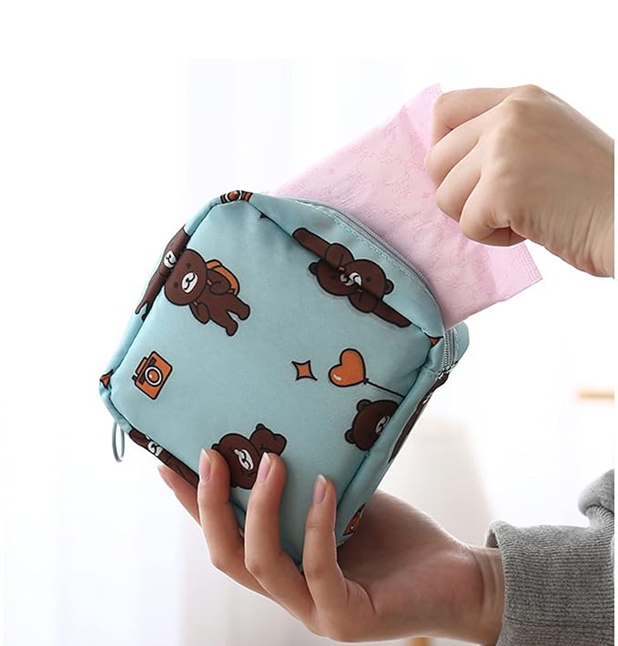3Pc Small Pouch for Women Girls Handbag Sanitary Napkin Storage Bag Menstrual Pad Bag, Charger, Cable, Earphone Organiser Bag for Handbag/Purse