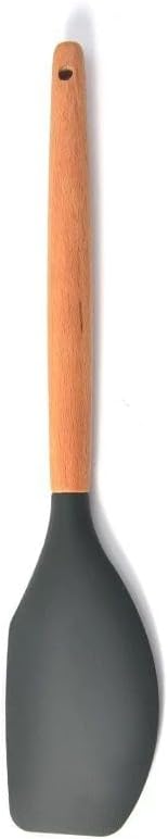 Silicone Spoons for Kitchen, Premium Heat Resistant Silicone Cooking Spoons with Non Stick Wooden Handles, Cooking Spoon for Serving Food, Omelet Egg Spoons - 12 pieces