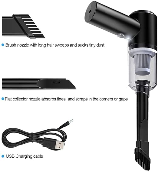 2 In 1 HEPA Filter Car Vacuum Cleaner 120W High-Power Handheld Wireless Vacuum Cleaner Home Car Dual-Use Portable Usb Rechargeable Set Of 1 Black