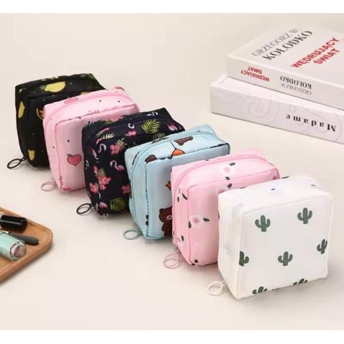 3Pc Small Pouch for Women Girls Handbag Sanitary Napkin Storage Bag Menstrual Pad Bag, Charger, Cable, Earphone Organiser Bag for Handbag/Purse
