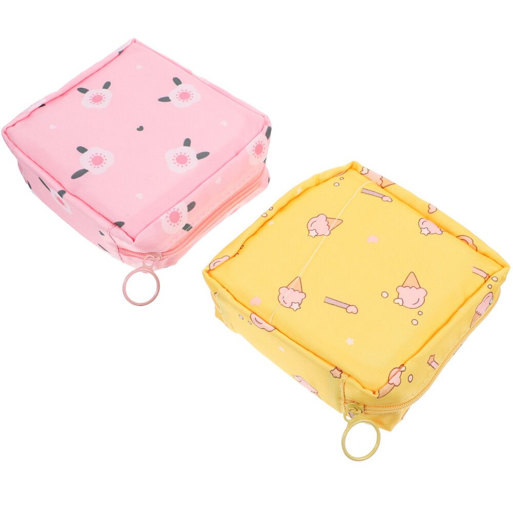 3Pc Small Pouch for Women Girls Handbag Sanitary Napkin Storage Bag Menstrual Pad Bag, Charger, Cable, Earphone Organiser Bag for Handbag/Purse