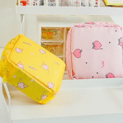 3Pc Small Pouch for Women Girls Handbag Sanitary Napkin Storage Bag Menstrual Pad Bag, Charger, Cable, Earphone Organiser Bag for Handbag/Purse