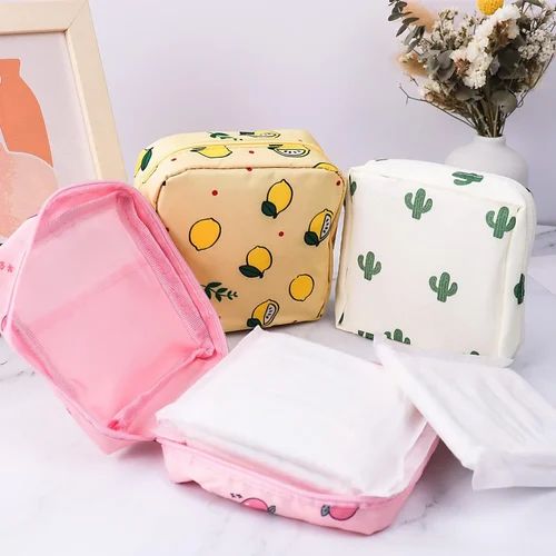 3Pc Small Pouch for Women Girls Handbag Sanitary Napkin Storage Bag Menstrual Pad Bag, Charger, Cable, Earphone Organiser Bag for Handbag/Purse