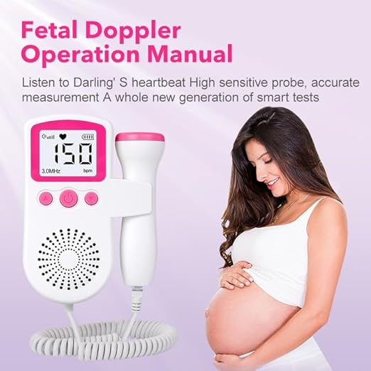 Portable Fetal Doppler Fetal Heart Rate Monitor Home Baby Fetal Heart Doppler Monitor for Pregnancy