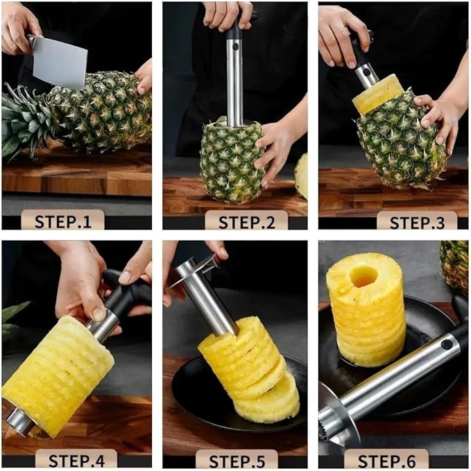 Pineapple Corer and Slicer Tool, Premium Pineapple Cutter and Corer, Stainless Steel Pineapple Peeler- [Reinforced sharp blades -Upgraded material-Easy to Use/Clean]- 2 pieces