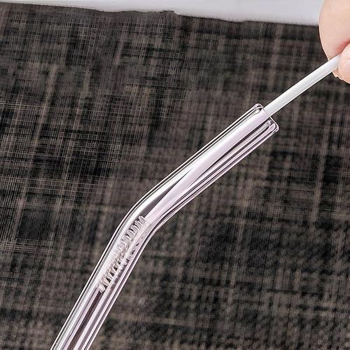 GLASS STRAWS SET - Enjoy Your Drinks With Our 7-piece Clear Glass Straws Set, Including 6 Straws And A Cleaning Brush, Perfect For Healthy And Eco-friendly Drinking