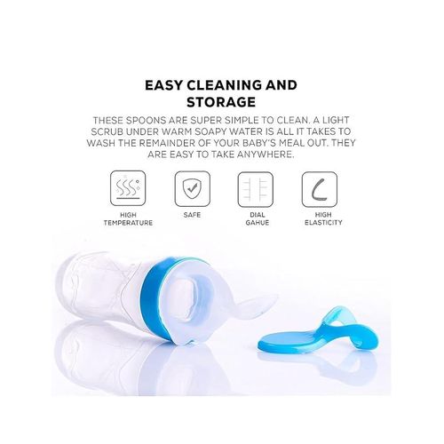 Mini Baby Silicone Squeeze Bottle Spoon, Safe Baby Feeding Bottle With Spoon For Toddlers/Kids/Babie (Multicolor) - 2 Pieces
