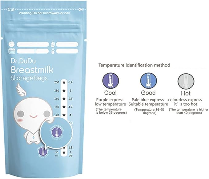 30pcs Breast Milk Storage Bags, 200ml, (BPA-Free, Secure Double-Zipper, Pre-sterilised)