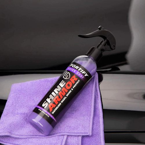 SHINE ARMOR Fortify Quick Coat High Performance Ceramic Coating, Car Wax Spray, Hydrophobic Top Coat Polish And Polymer Paint Sealant Protection For Vehicle Leather Seat, Tires, Bumpers