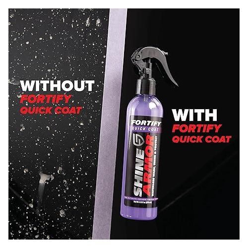 SHINE ARMOR Fortify Quick Coat High Performance Ceramic Coating, Car Wax Spray, Hydrophobic Top Coat Polish And Polymer Paint Sealant Protection For Vehicle Leather Seat, Tires, Bumpers