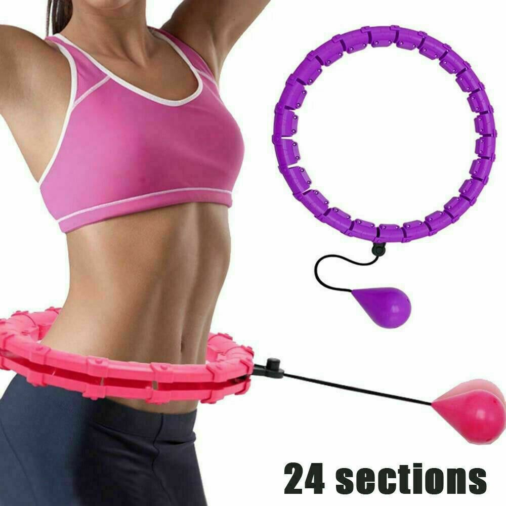 Weighted Hula Hoop 24 Detachable Knots Adjustable With Auto-Spinning Hoop, Abdomen Fitness Weight Loss Massage, Suitable For Adults And Kids Exercising