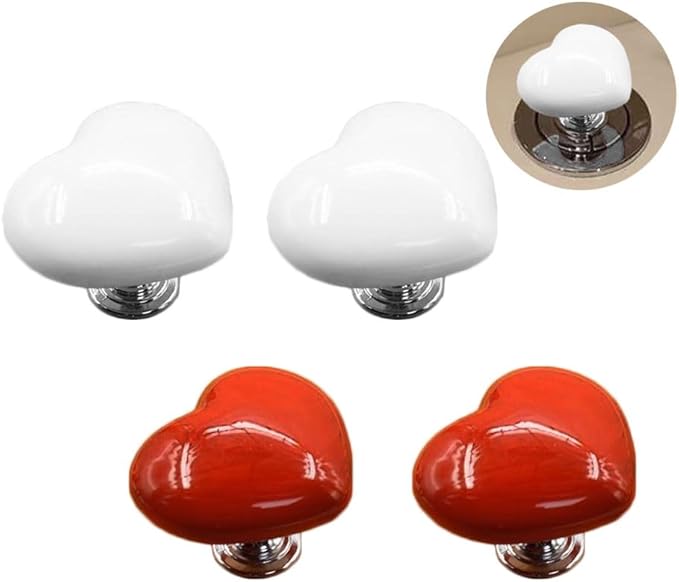 4 Pack Toilet Push Button Aid Replacement Sticker for Long Nails Protection, Heart-Shaped Button Extension, Toilet Press Flush Knobs Sticker, Push Toilet Button Easily