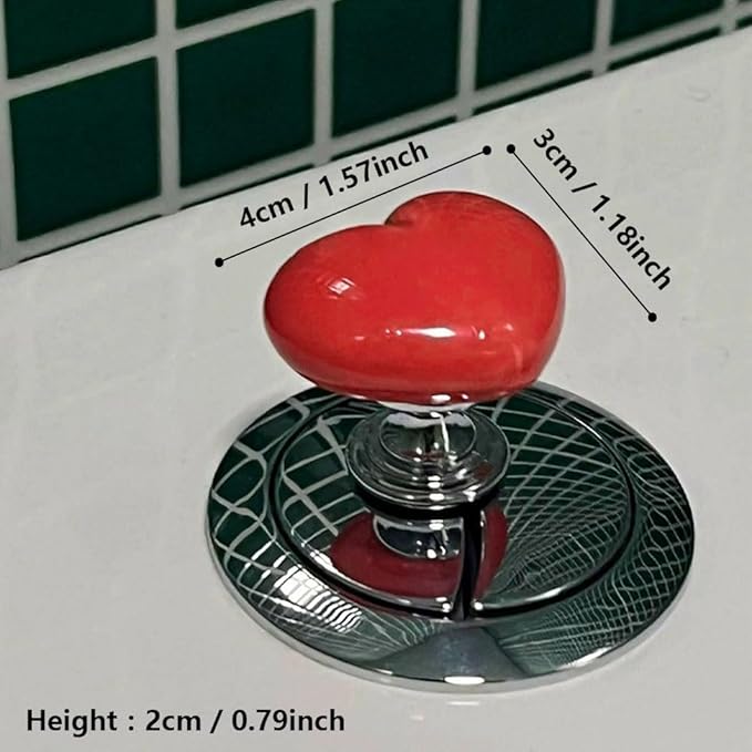 4 Pack Toilet Push Button Aid Replacement Sticker for Long Nails Protection, Heart-Shaped Button Extension, Toilet Press Flush Knobs Sticker, Push Toilet Button Easily