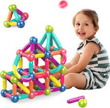 Magnetic Sticks 64 pcs Building Blocks for Kids, Magnetic Toys for Kids Girls Boys-3+ Years Magnetic Sticks with Balls Sticks Game Set Toddlers Educational Toys Multicolor