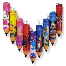 Pencil Shape Stationary Organizer Box Pen/Pencil Case Cartoon Printed Creative Design Box for Girls and Boys,Pencil Pouches, Stationary Pouches for Kid with Pencil Shape Pouch,(Set of 4, Multicolor)