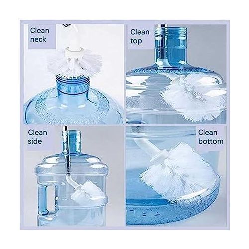 Jar Bottle Cleaning Brush L Shape Gallon Bottle Long Handle Stainless Steel and Nylon Bristles Scrubbing Bendable Replaceable Brush Head Bottle Can Container Cleaning Brush (Pack of 2)