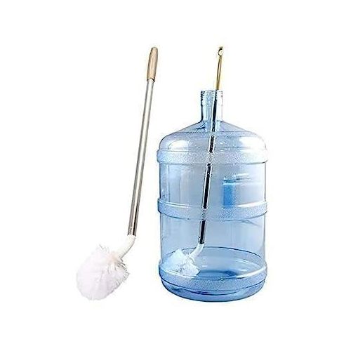 Jar Bottle Cleaning Brush L Shape Gallon Bottle Long Handle Stainless Steel and Nylon Bristles Scrubbing Bendable Replaceable Brush Head Bottle Can Container Cleaning Brush (Pack of 2)