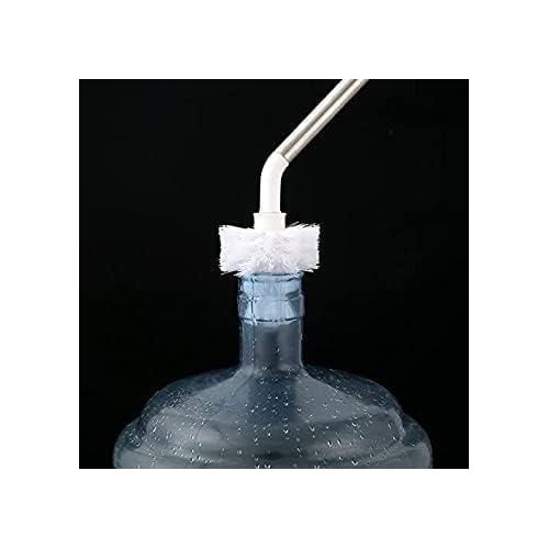Jar Bottle Cleaning Brush L Shape Gallon Bottle Long Handle Stainless Steel and Nylon Bristles Scrubbing Bendable Replaceable Brush Head Bottle Can Container Cleaning Brush (Pack of 2)