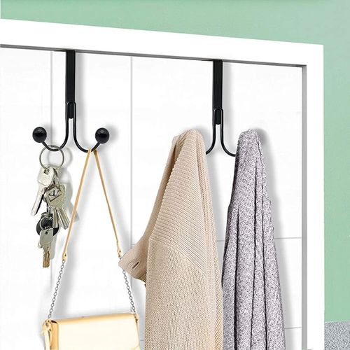 3 pieces Over The Door Hooks for Clothes, Metal Over The Door Hanger 2 Hooks Over Door Hooks for Hanging Coat/Bag/Robe/Hat/Scarf