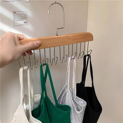 3 pieces Wardrobe Belt Holder, 3 Pieces Wooden Clothes Hangers with 8 Hooks, 360 Degree Rotating Tie Bracket, Non-Slip Organiser for Belts, Scarves, Storage Solution